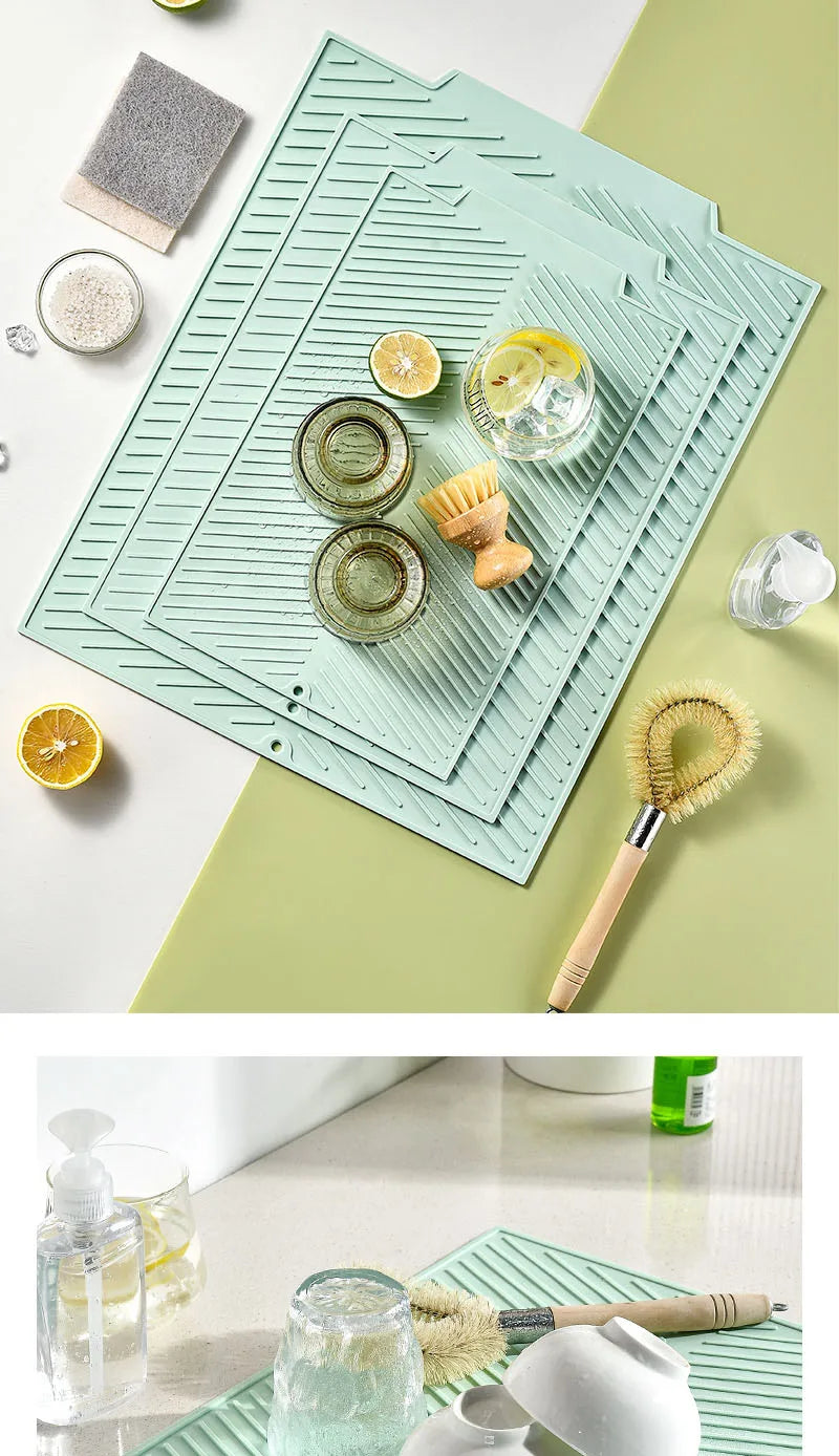 1pc Silicone Dish Drying Pad Non-Slip Dish Drying