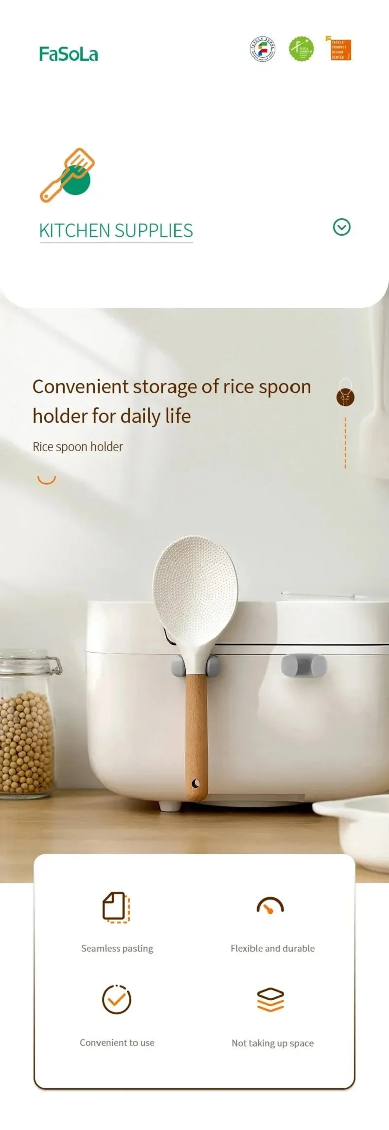 Silicone Rice Spoon Holder Heat Resistant Space Saving