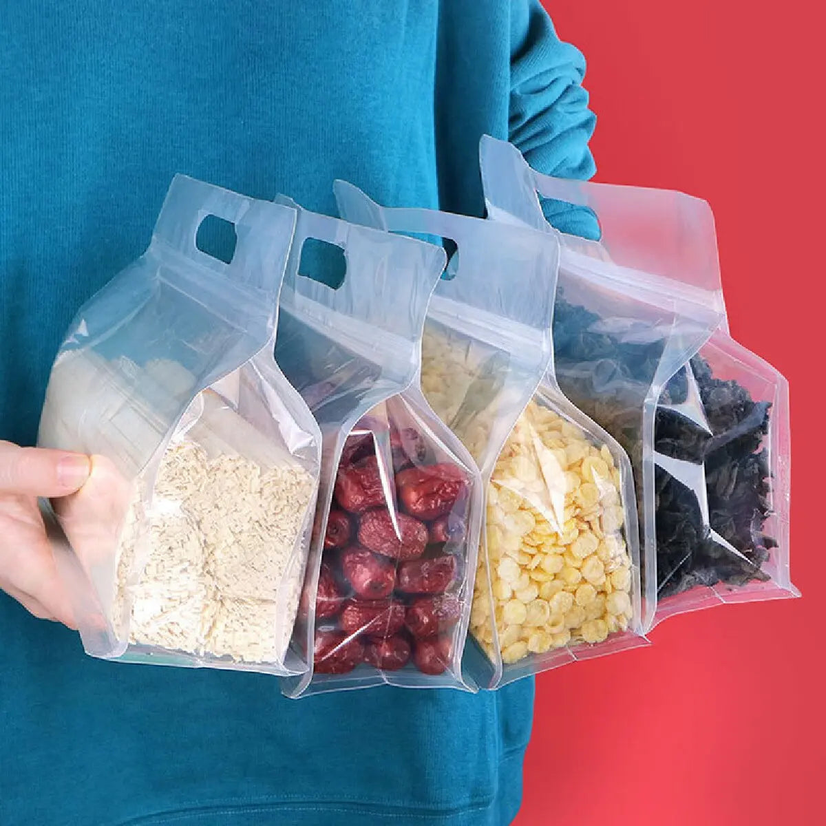 10pcs Reusable Leakproof Food Storage Bag Nut Grain