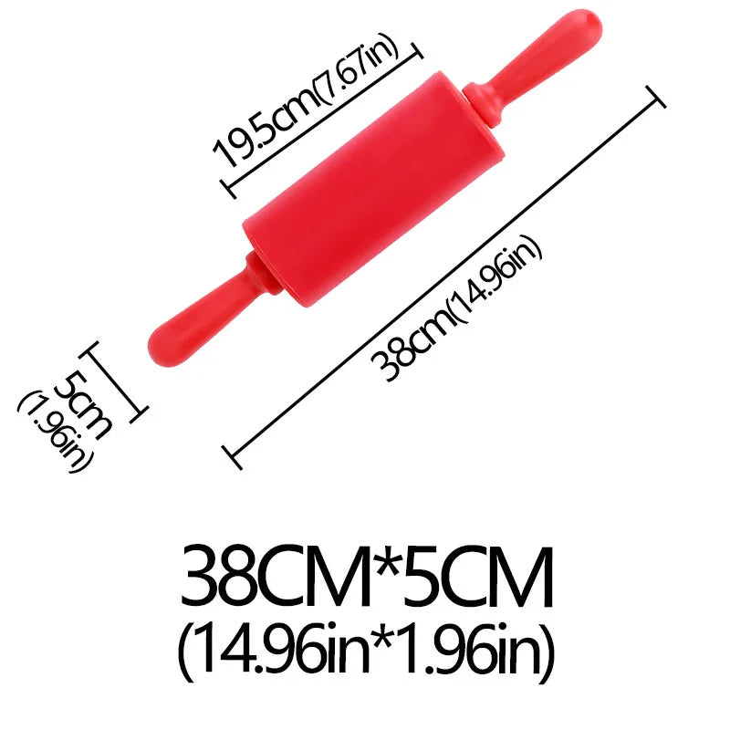 Non-Stick Plastic Handle Pastry Dough Flour Roller Silicone