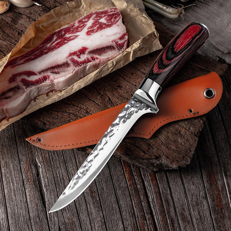 Stainless Steel Chef Knife Professional Boning Cleaver Wood