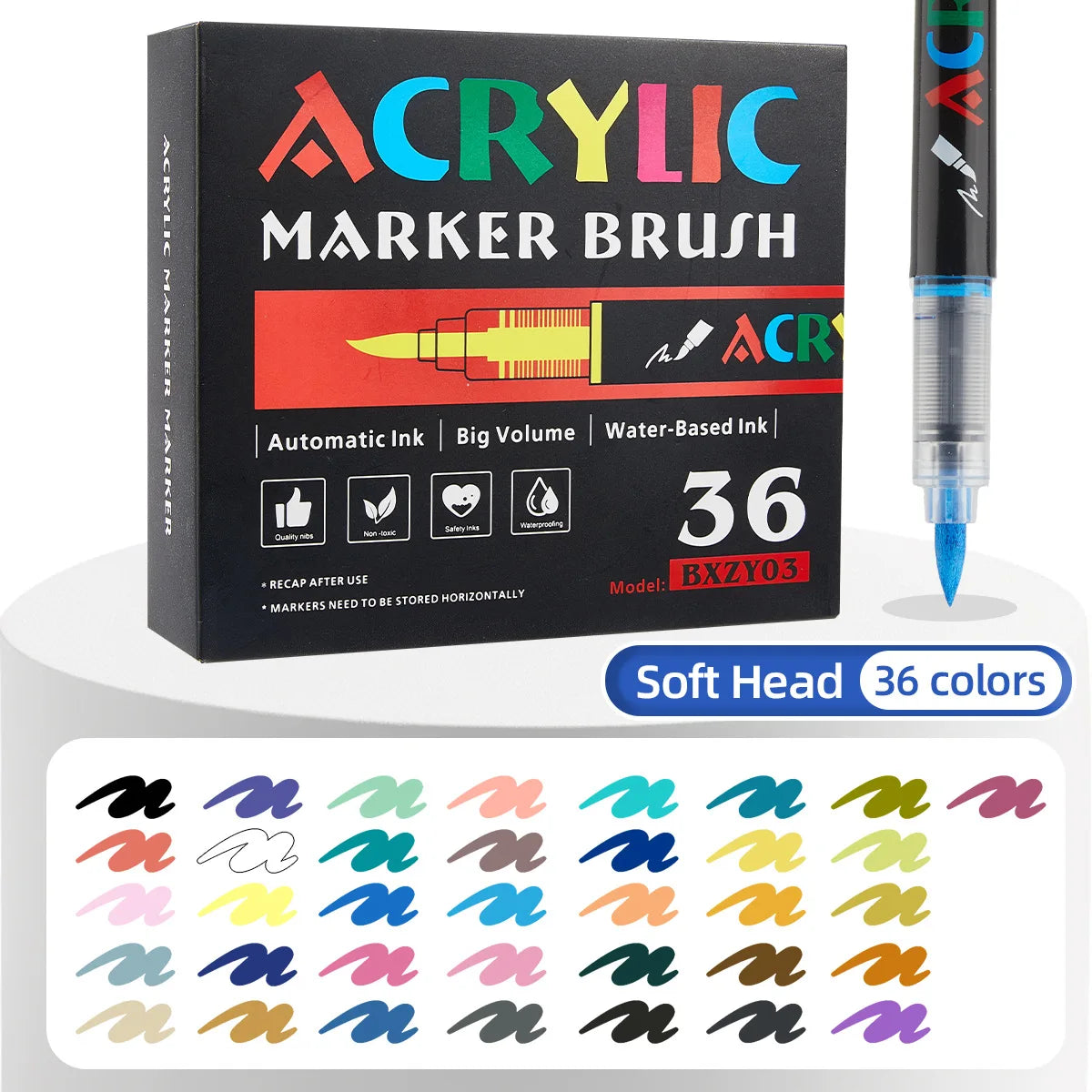 12-168 Colors Acrylic Paint Pens Markers Brush Tip