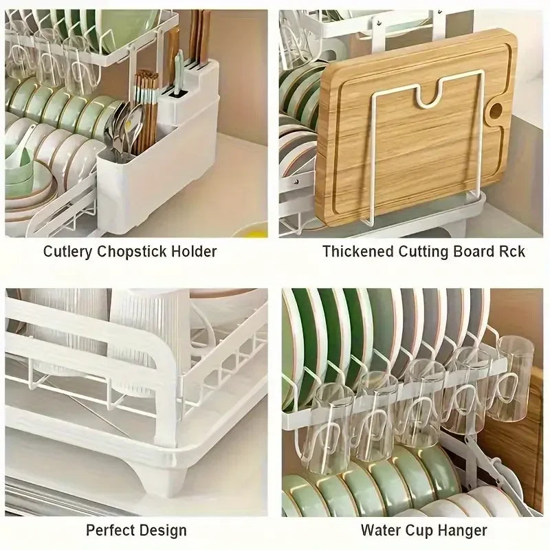 Countertop Dish Drying Rack Space Saving Organizer Utensil