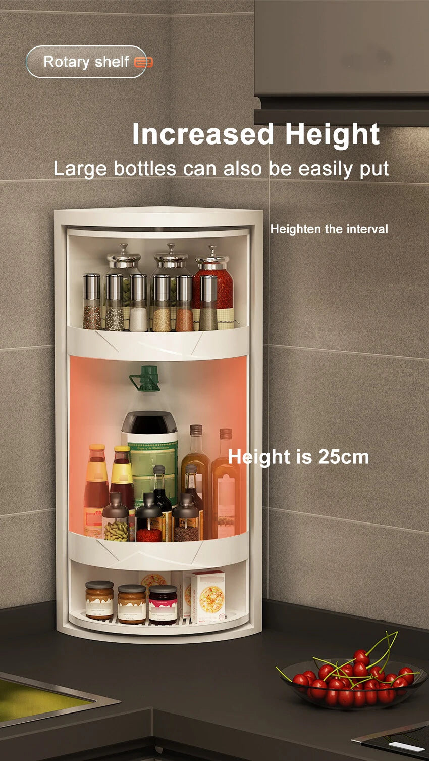 Rotatable Layered Adjustable Shelf Bottle Holder Condiment