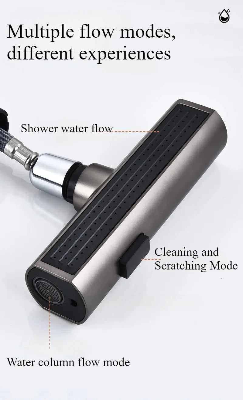 Gun Metal Gray Pull Out Faucet Ledtemperature Display