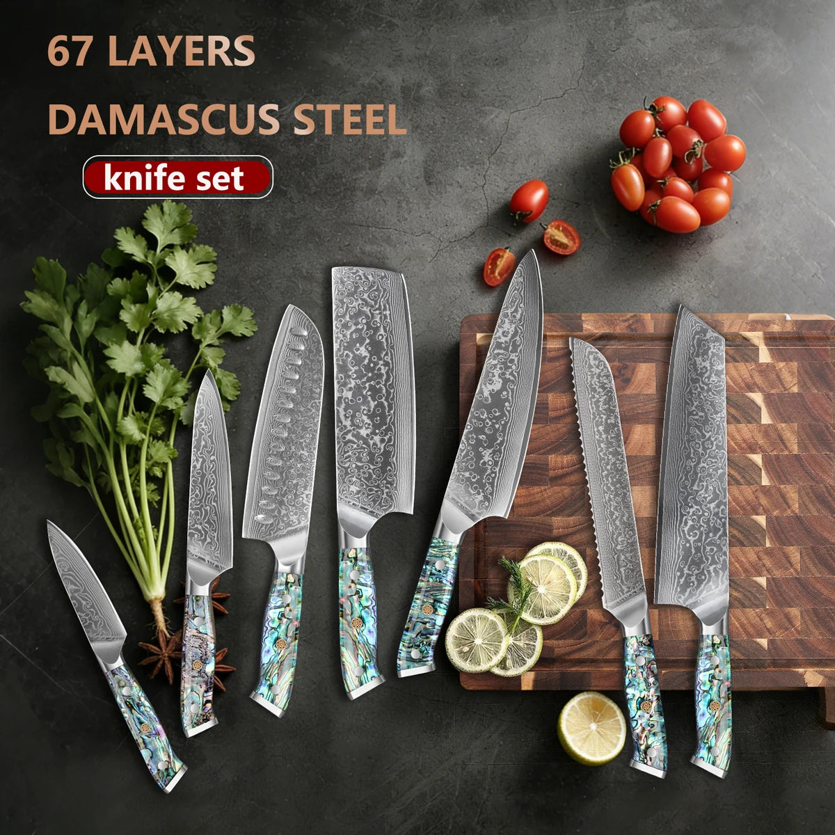 1-7 Chef Knife Super Sharp Japanese Damascus Steel