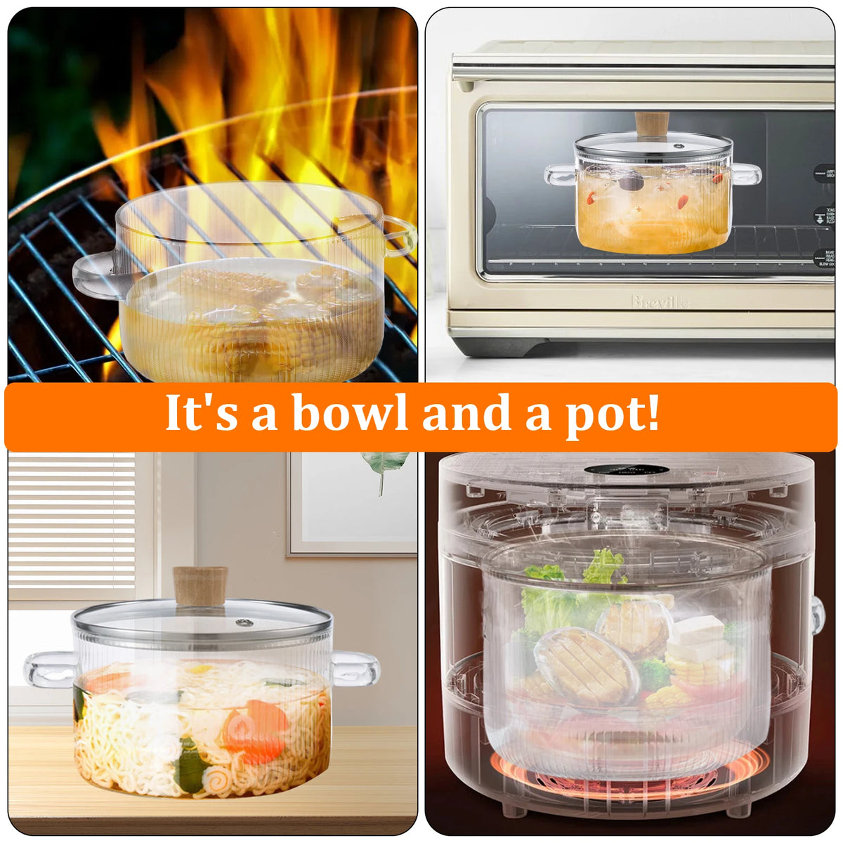 Glass Saucepan Clear Cooking Pot Lid 6l Heat