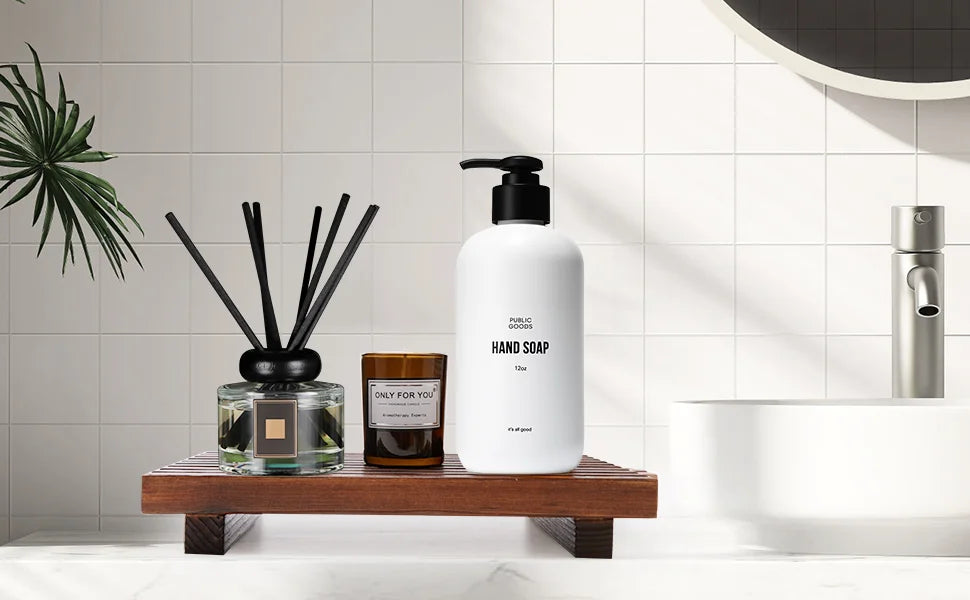 Bathroom Counter Organizer Wooden Display Pedesta Stand