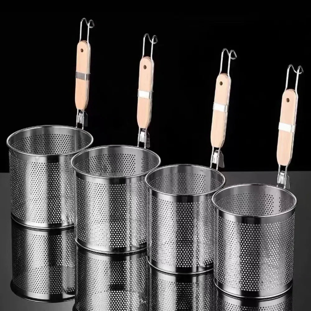 Durable Thickened Stainless Steel Funnel Wooden Handle Pasta