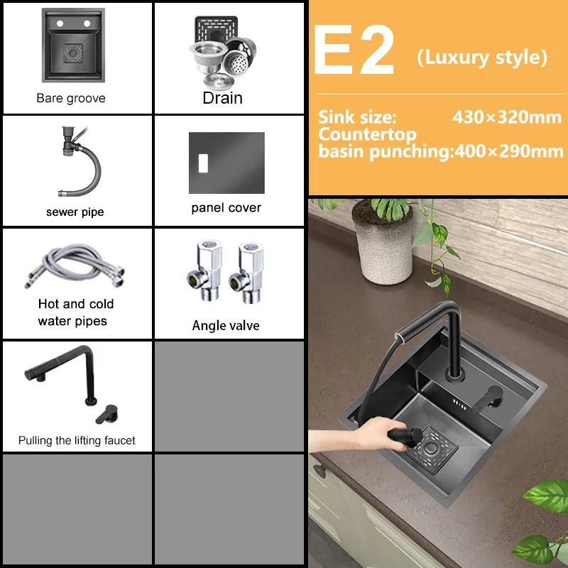 Hidden Sink Bar Sink Kit Folding Faucet Drain