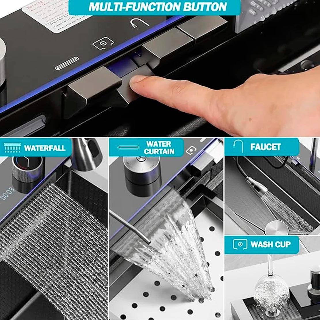 Sink Faucet Large Integrate Digital Display Multi-Function