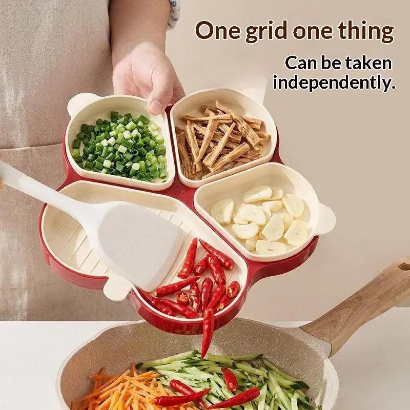 Multi Compartment Food Prep Tray Detachable Dividers Utensil