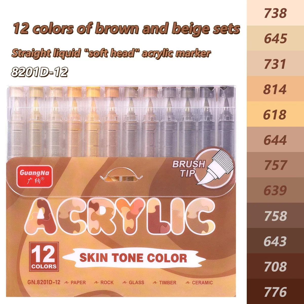 12-408 Colors Acrylic Paint Pen Acrylic Markers Brush