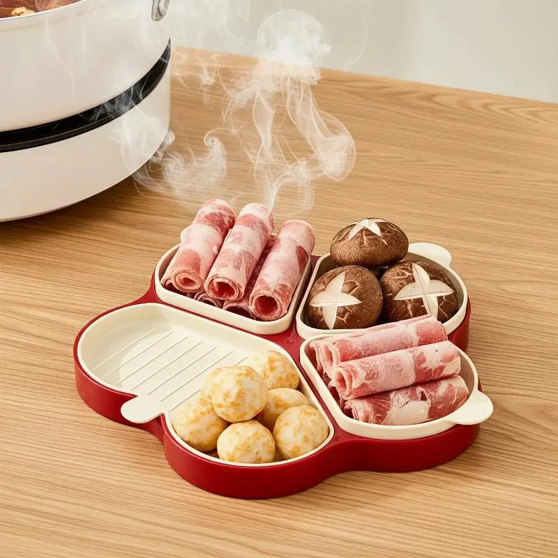 Multi Compartment Food Prep Tray Detachable Dividers Utensil