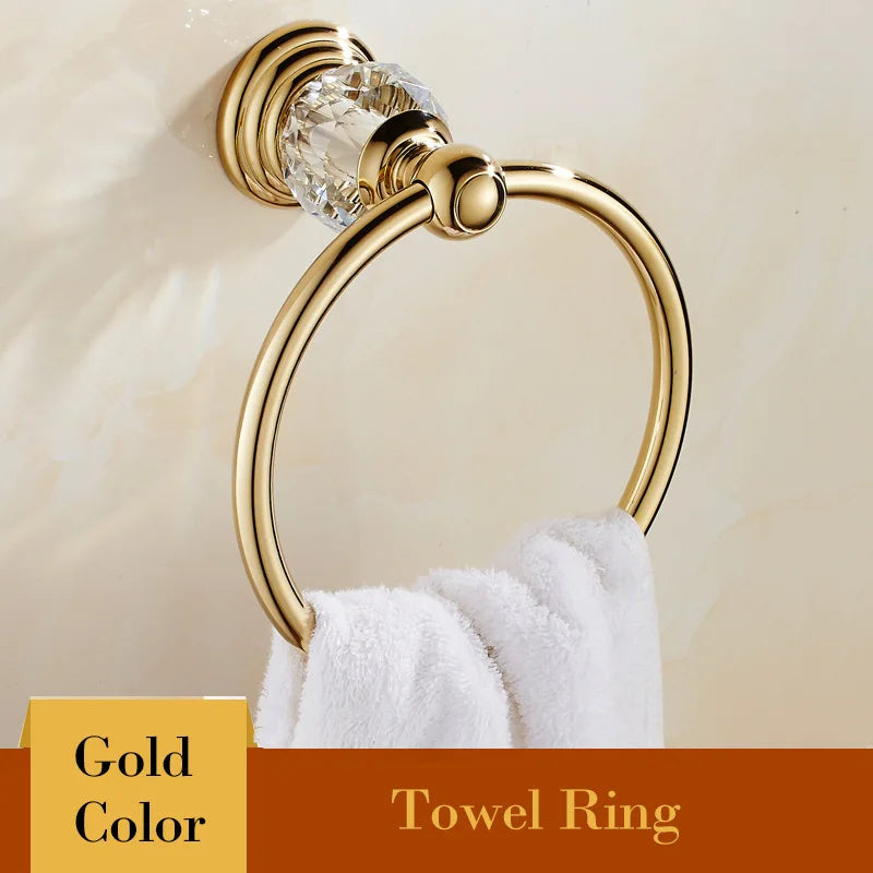 Shower Shelf Toilet Paper Holder Golden Crystal Wall