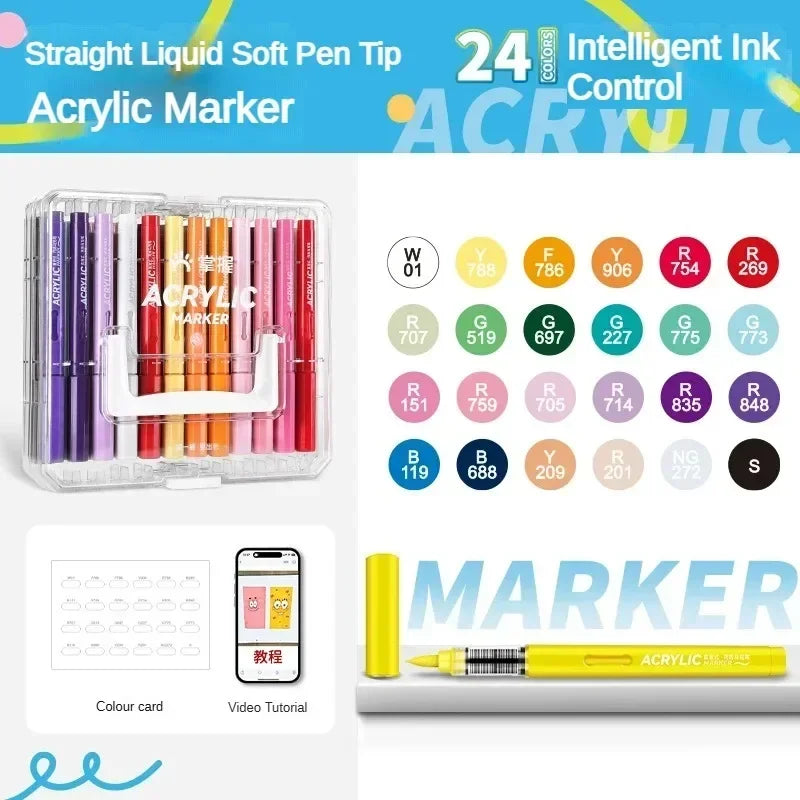 120/1 Colors Direct-Liquid Acrylic Brush Markers Pen Waterproof