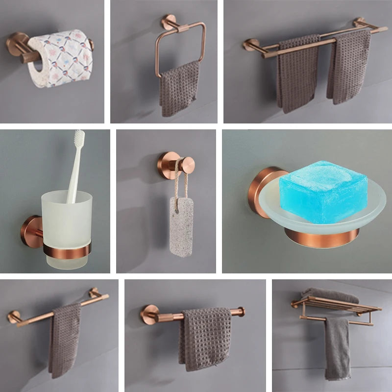 Brushed Rose Gold Stainless Steel Bathroom Hardware Towel