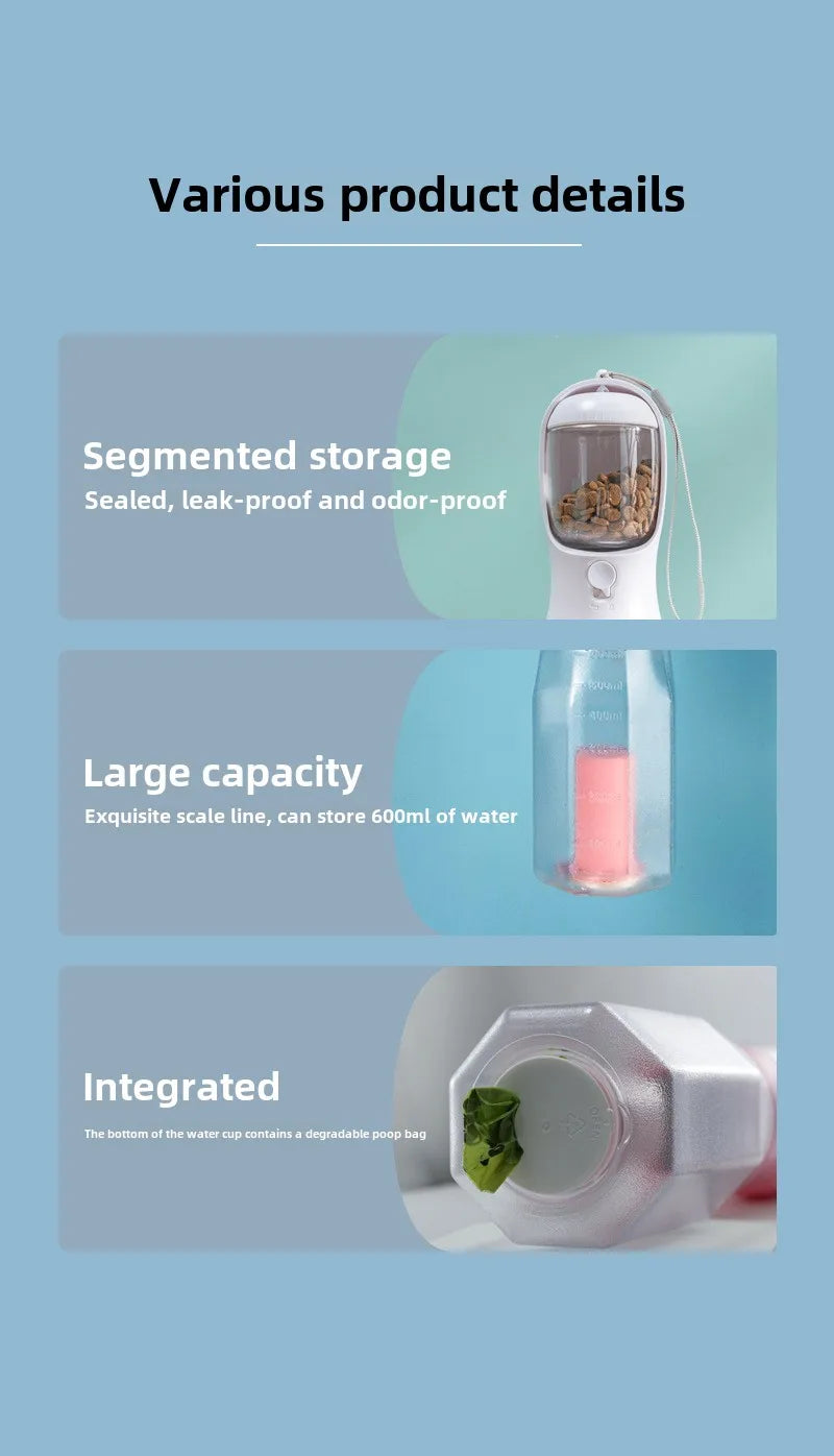 In Dog Water Bottle Poop Bag Dispenser Pet