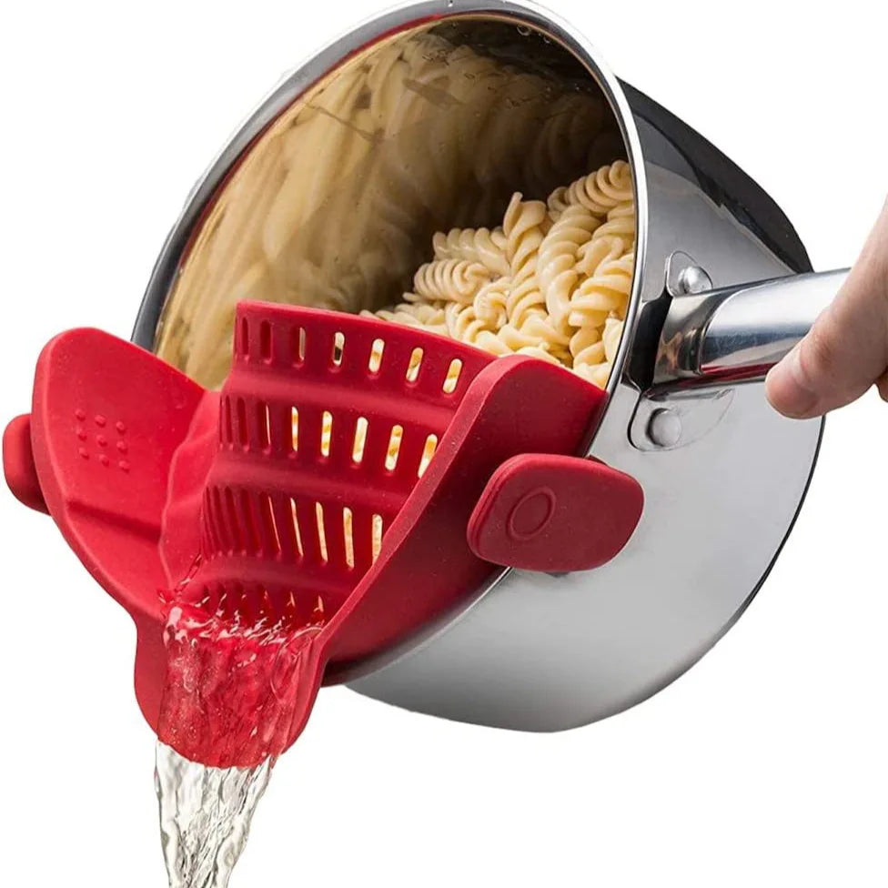 1pc Adjustable Silicone Clip-On Strainer Pots Pans Bowls