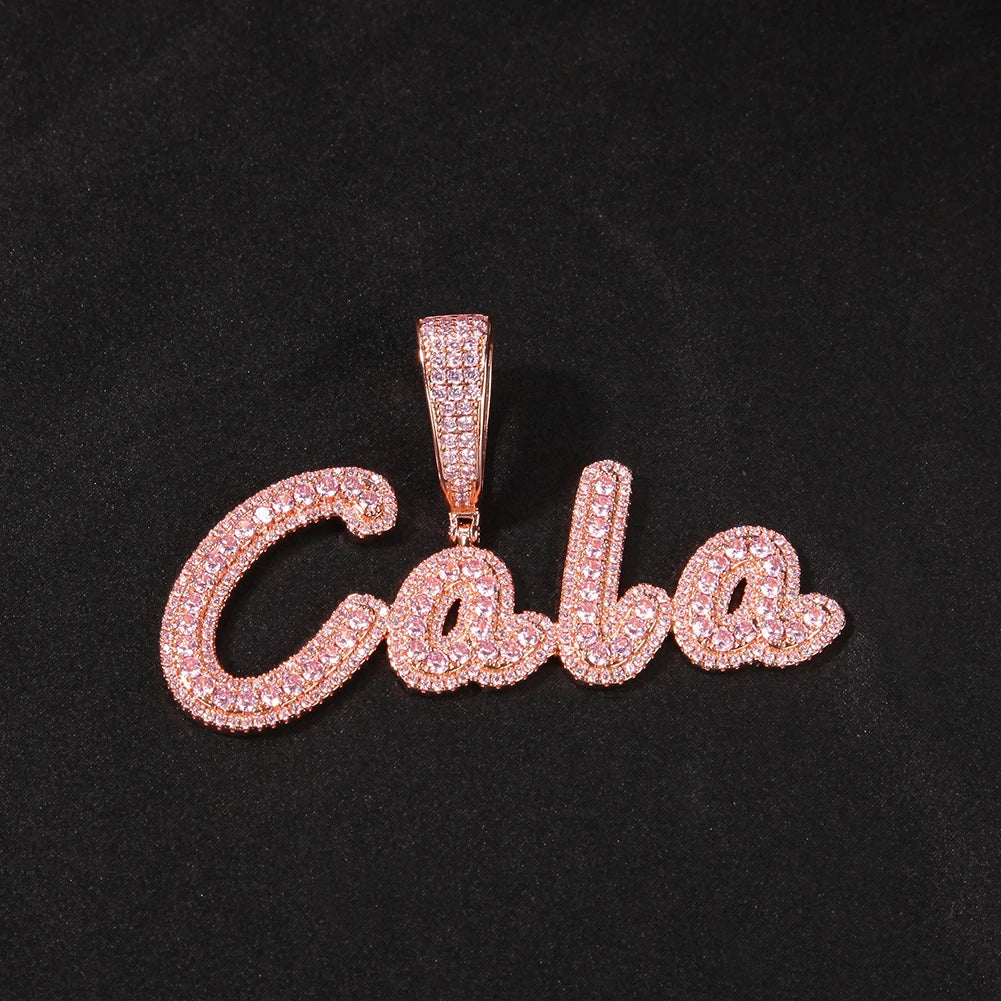 Uwin Custom Name Pendant Brush Cursive Letter Necklace
