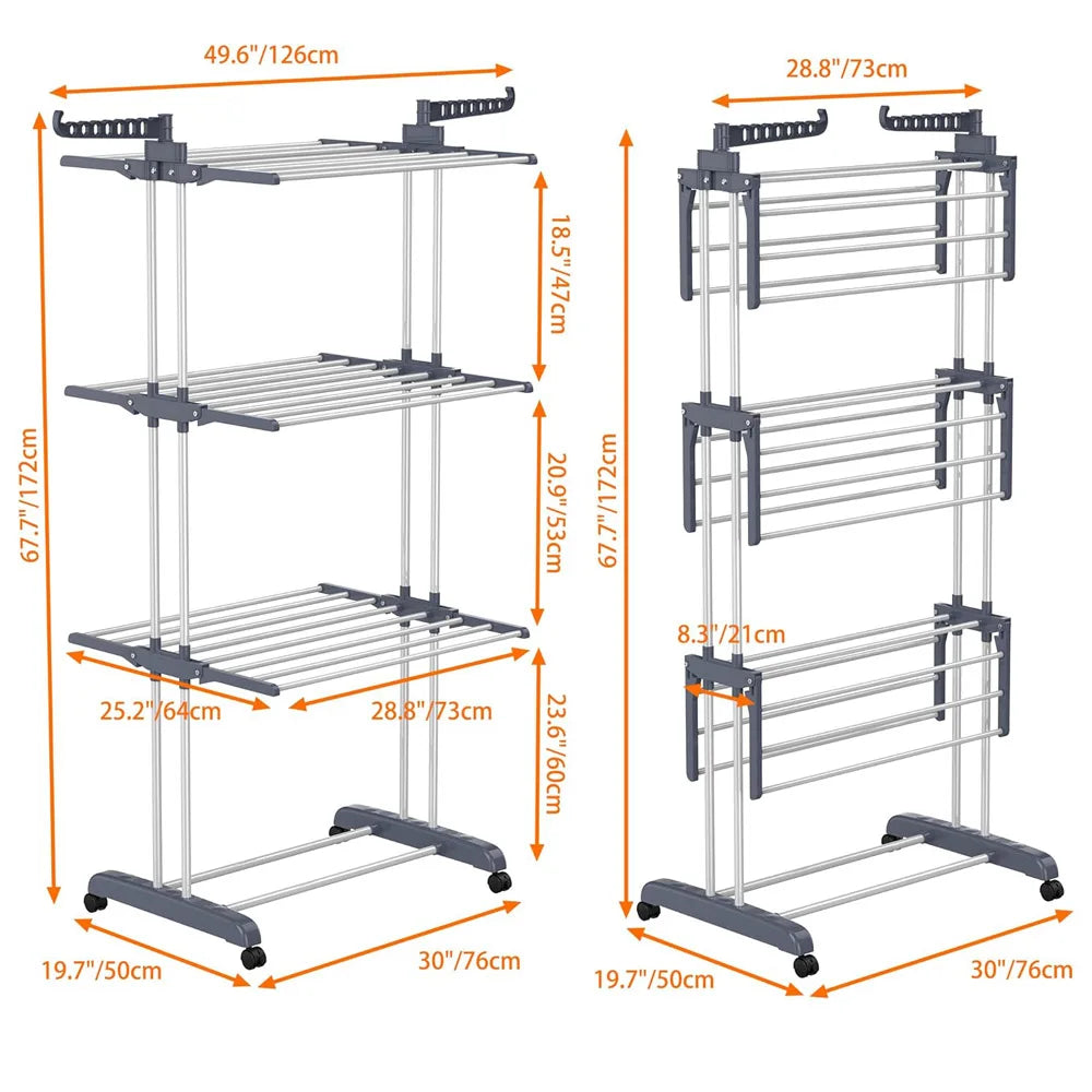 Large Clothes Airer Foldable Plastic Clothes Drying Rack