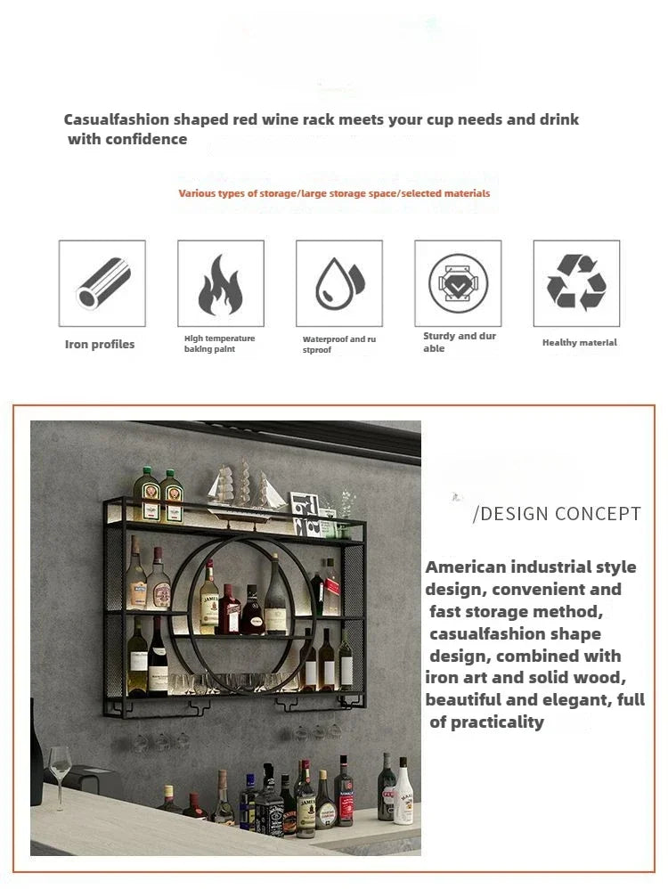 Modern Wall Mount Wine Rack Holder Glass Storage