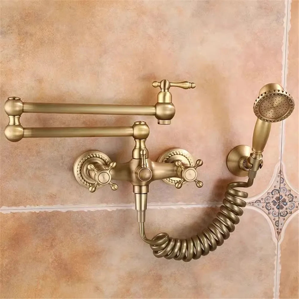 Wall Mounted Foldable Faucet Antique Bronze Pot Filler