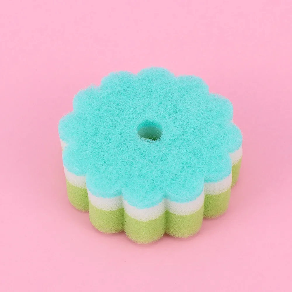 Practical Sponges Scouring Pads Flower Shape Sponge Brush
