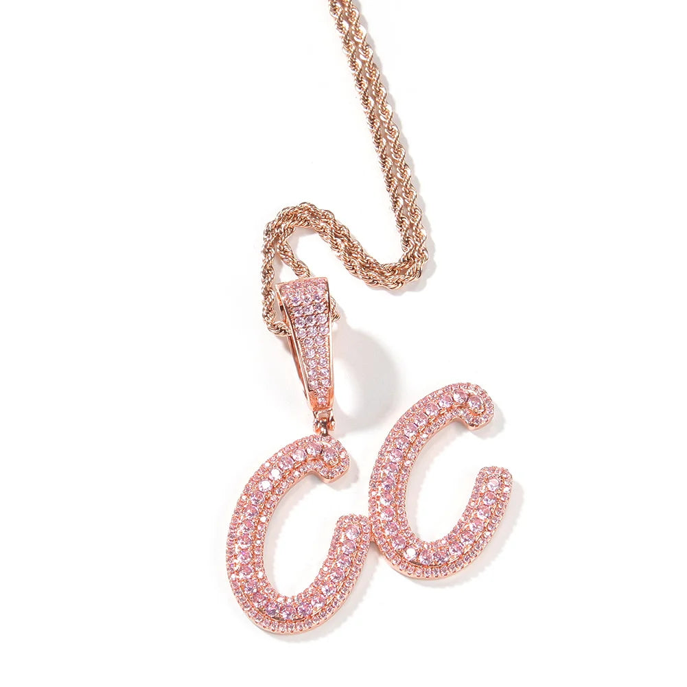 Uwin Custom Name Pendant Brush Cursive Letter Necklace