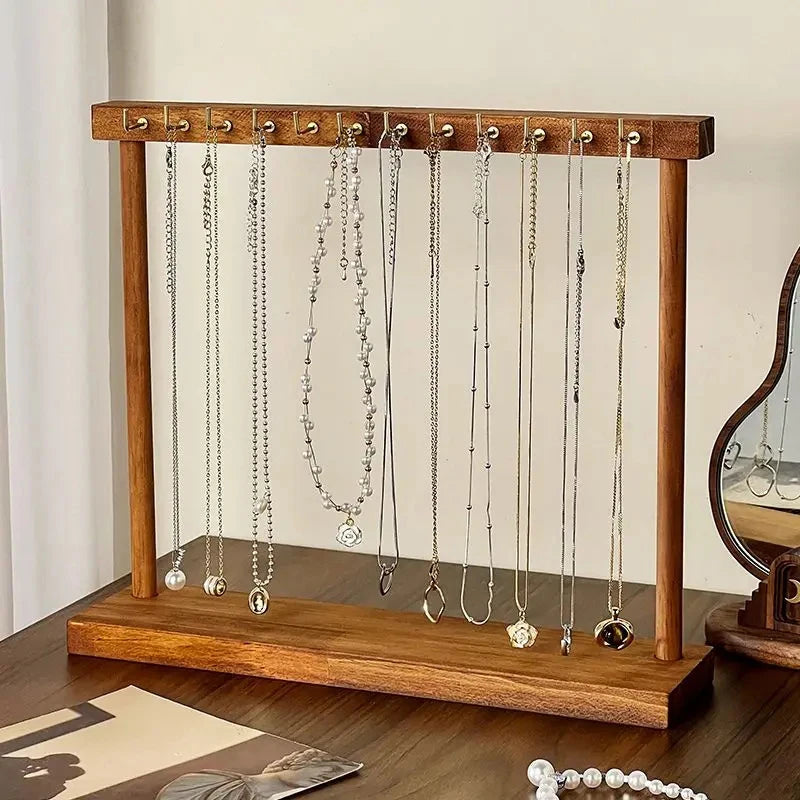 Jewelry Organizer Display Stand Solid Wood Necklace Hanging