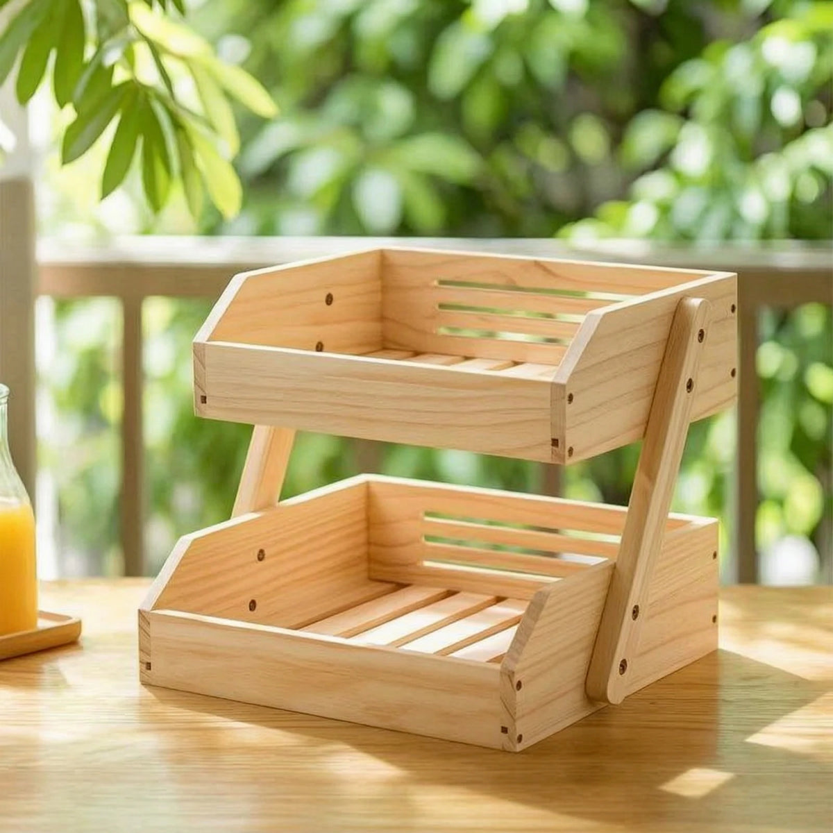 Countertop Organizer Ventilated Rack Trays Wooden Storage Rack