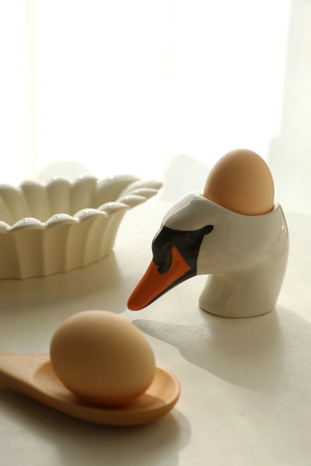 Ceramic Duck Swan Shape Egg Holder Storage Cup