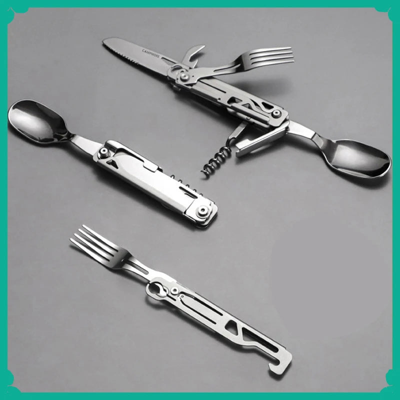 Multi-Function Camping Fork Spoon Foldable Knife Fork Spoon
