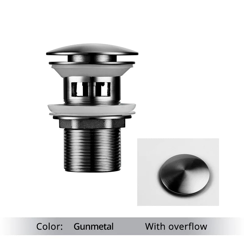Bathroom Basin Gunmetal Pop-Up Drain Waste Stopper Sink
