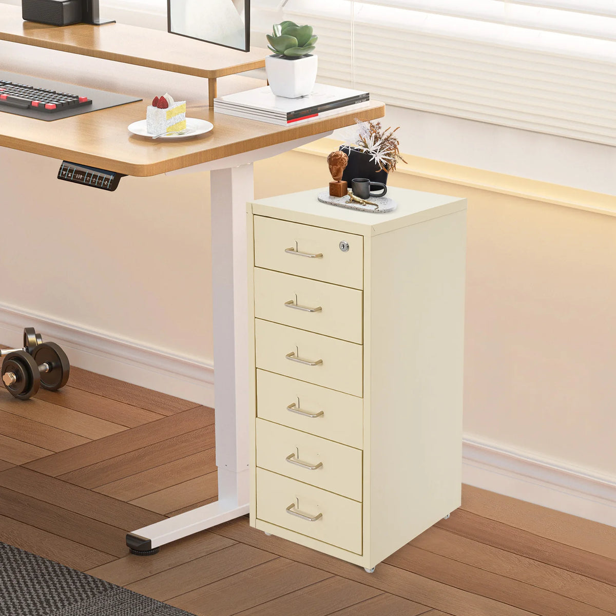 Lockable Rolling Metal File Cabinet 6-Drawer Office Document