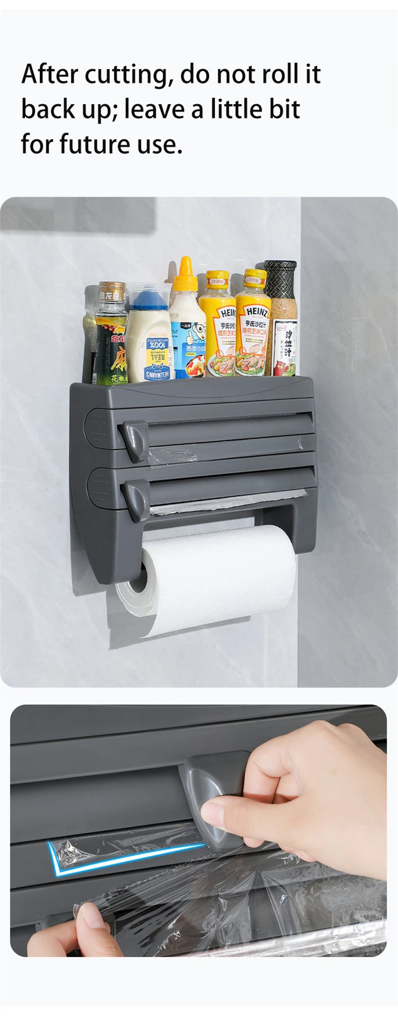 Cling Film Roll Cutting Holder Food Wrap Dispenser