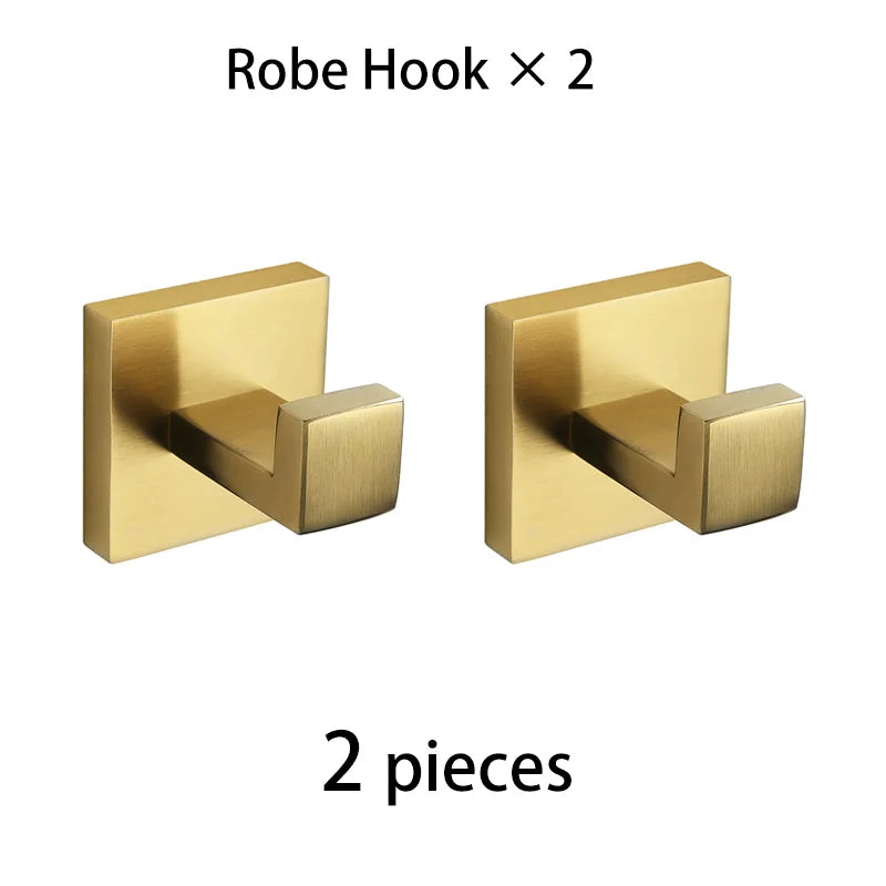 Gold Brushed Bathroom Hardware Towel Bar Rail Toilet