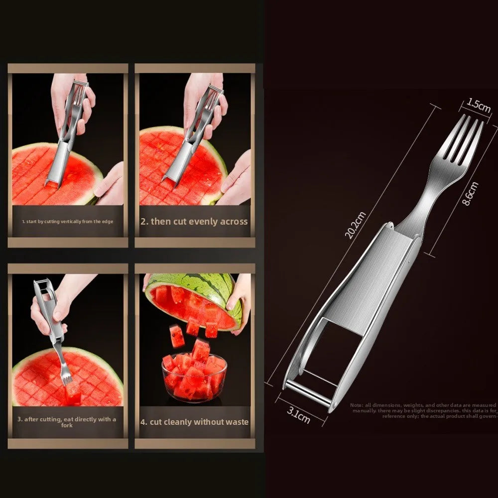 Watermelon Slicer Cut Pieces Stainless Steel Wooden-Handled Knife