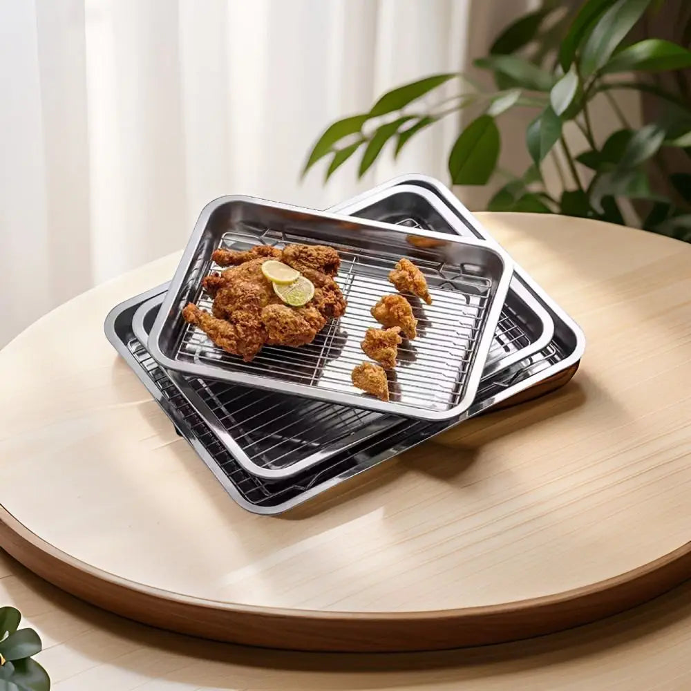 Non-Stick Stainless Steel Baking Pan Cooling Rack Removable