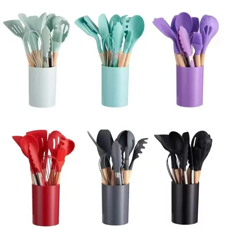 12pcs Silicone Cookware Cooking Baking Tableware Silicone Shovel