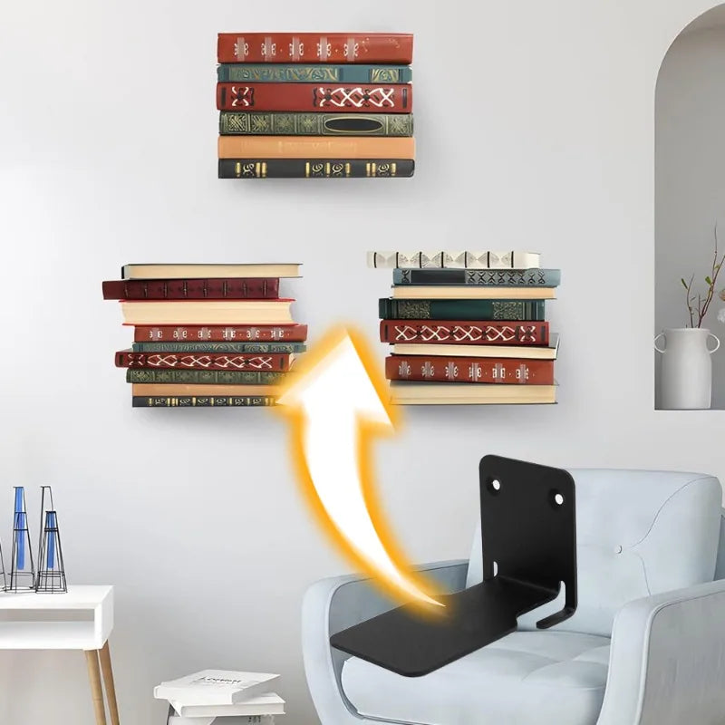 2pcs Invisible Floating Bookshelf Hidden Bookshelf Wall-Mounted