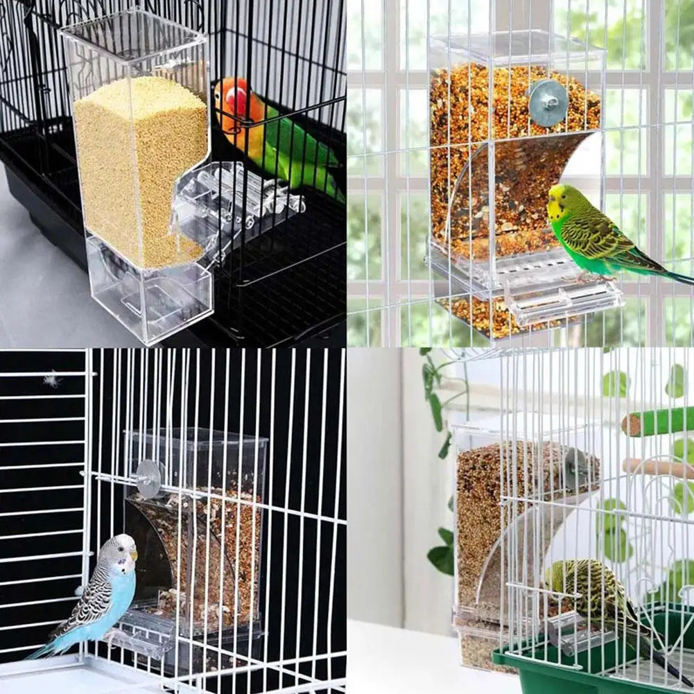 Clear Bird Feeding Device Anti-Waste Gravity Auto-Flow Station