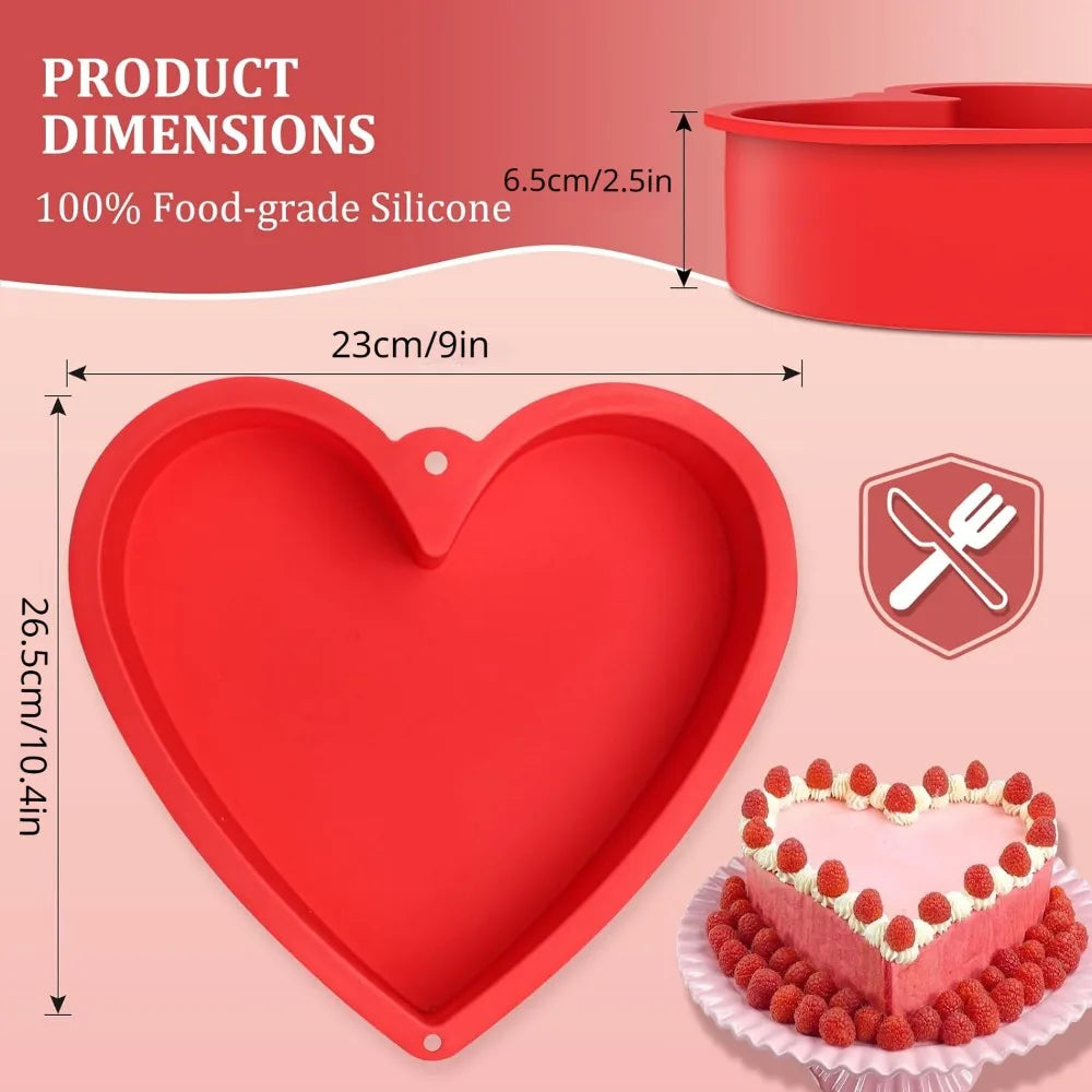 Silicone Heart Shaped Cake Pans Nonstick Reusable Round