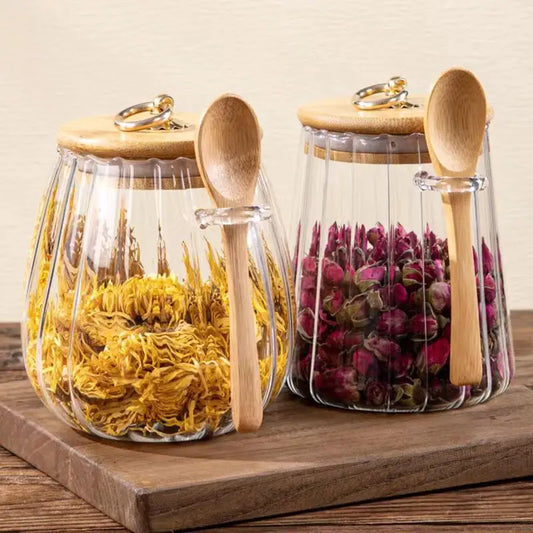 Airtight Food Containers Storage Pots Glass Jar Lid