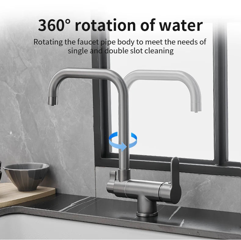 Grey Color Faucets Folded Waterfilter Taps Mixer Drinking