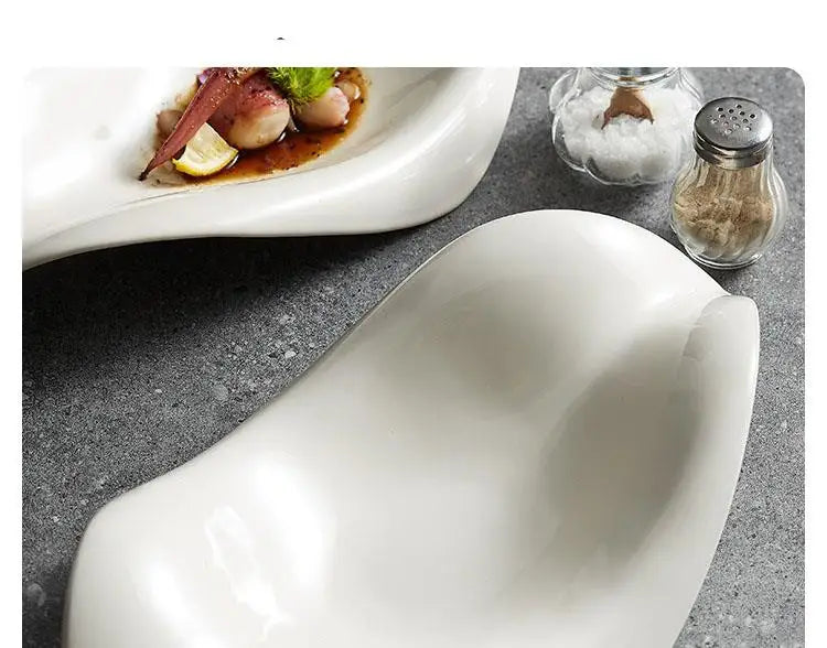Ceramic Dinner Plate Restaurant Irregular Serving Salad Snack
