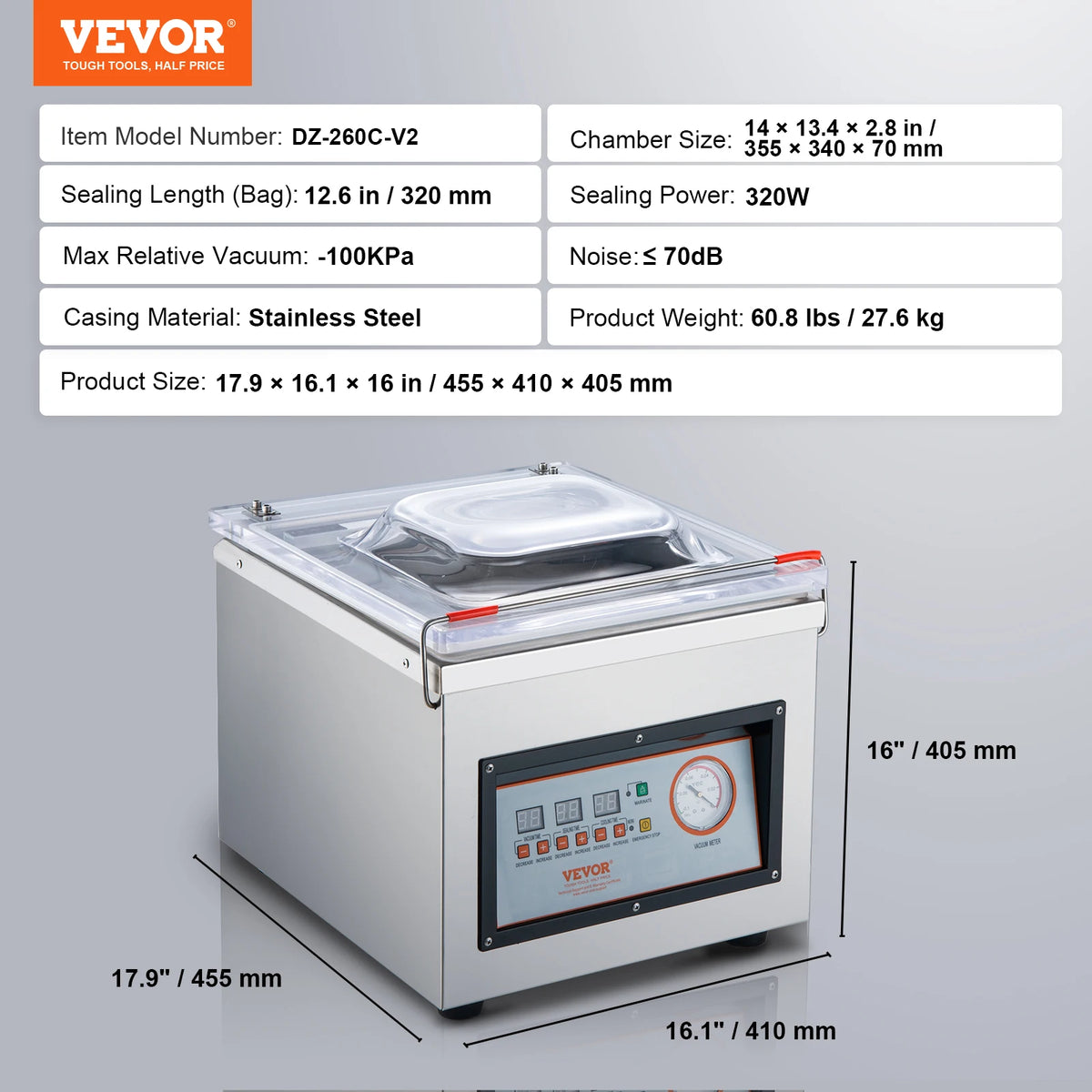 Succebuy Dz-260c Chamber Vacuum Sealer 320w Vacuum Packing