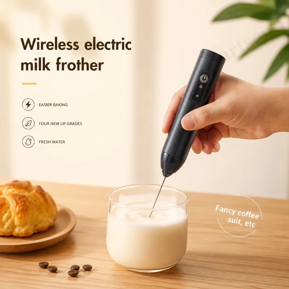 Electric Milk Frother Egg Beater Wireless Type-C Charging