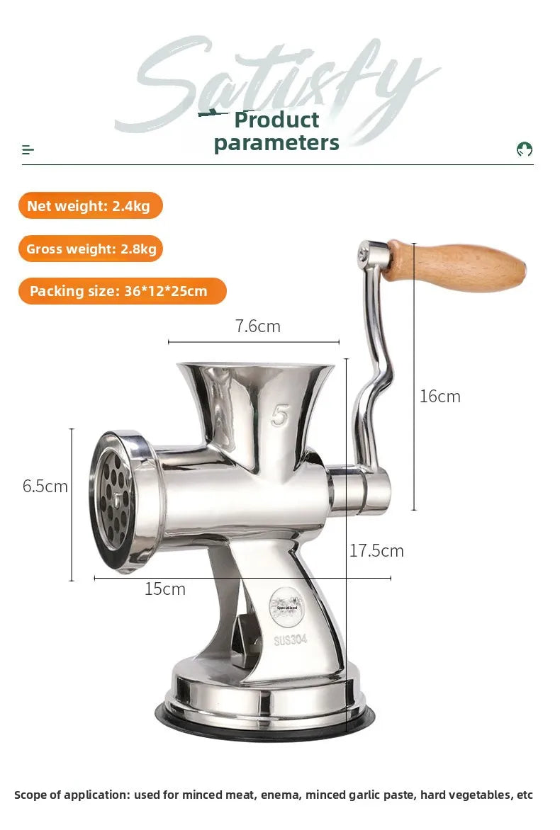Meat Grinder Hand Crank Meat Mincer Stainless Steel