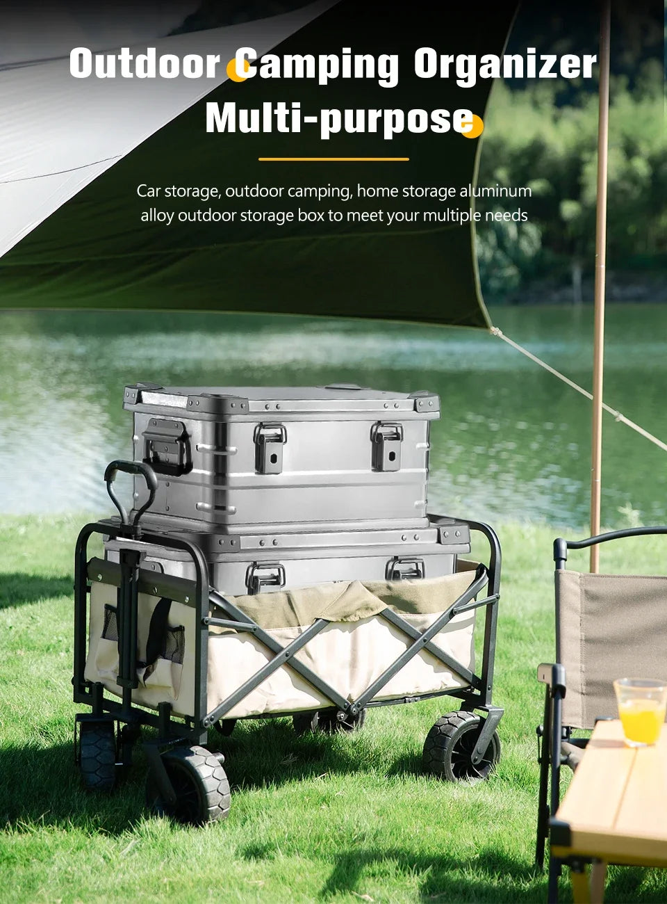 80l Outdoor Aluminum Alloy Storage Box Camping Picnic